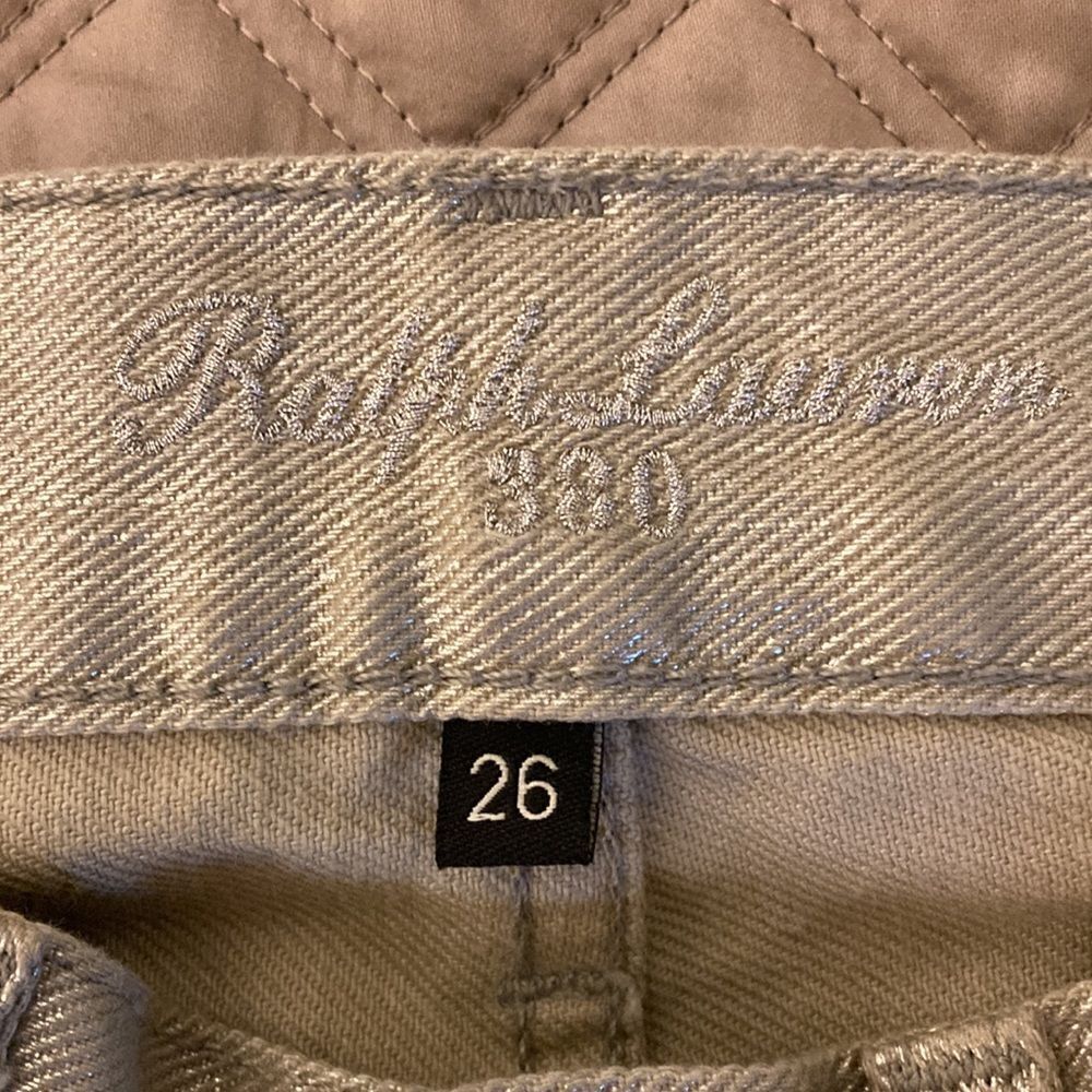 Ralph Lauren Collection 380 NWOT Metallic Mercury Gold Slim Bootcut Jeans. - Picture 7 of 8